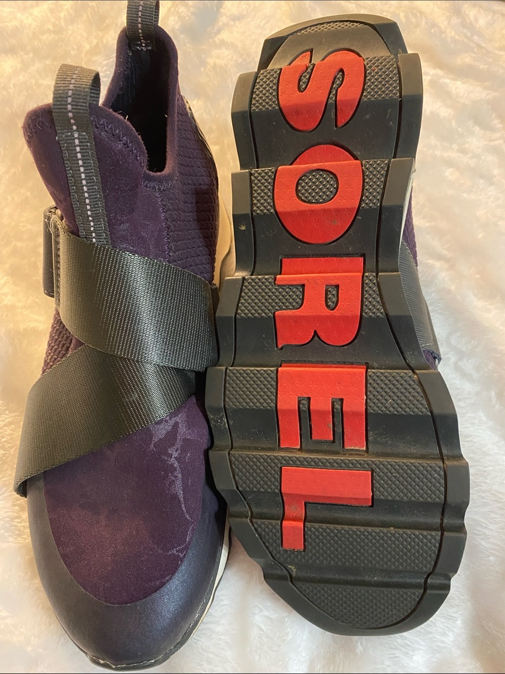 Sorel Purple & Black Slip-On Sneaker with Red Logo Outsole
